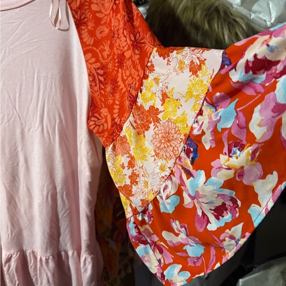 The Pioneer Woman Blush Pink Top with Colorful Floral Sleeves - Picture 5 of 6